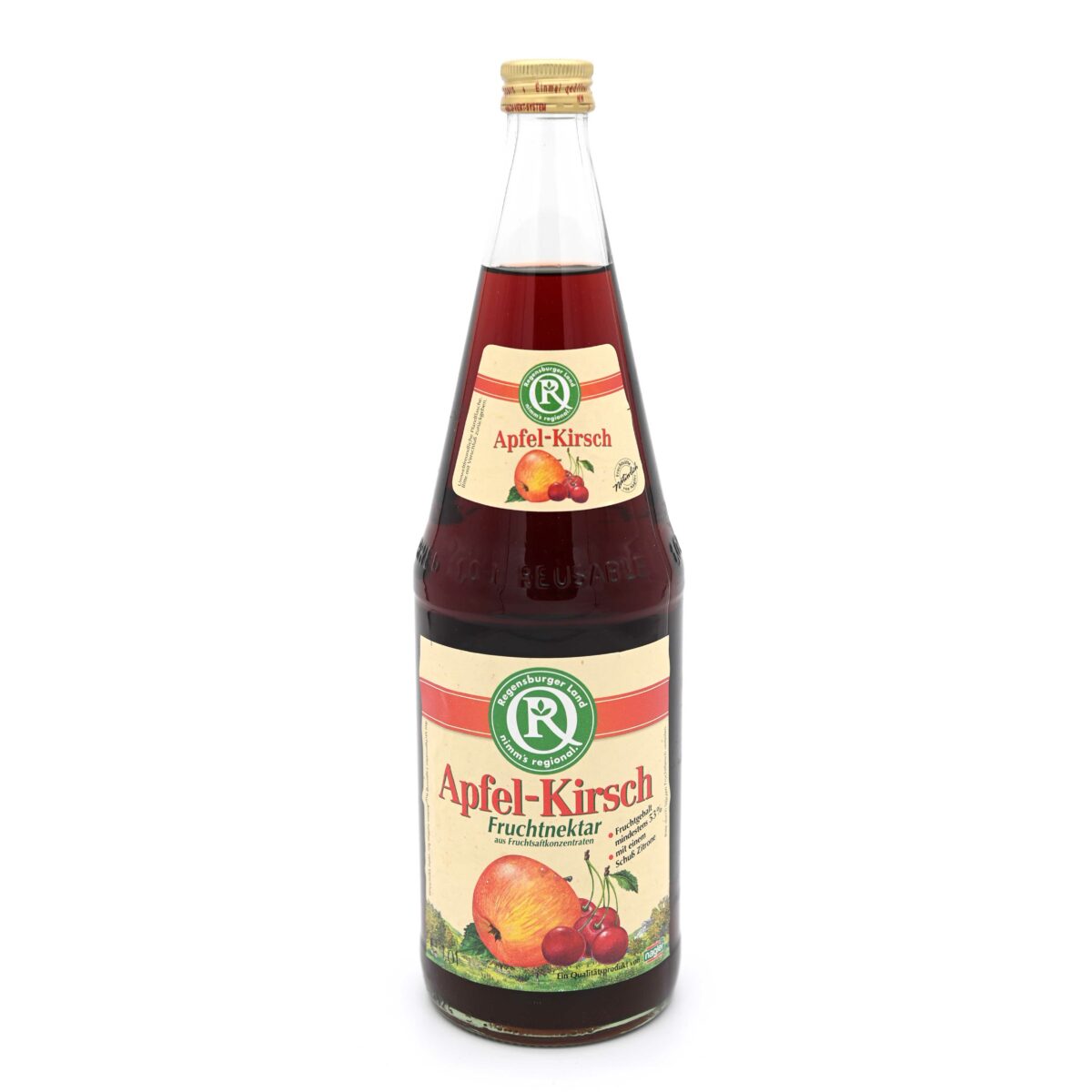 Apfelkirsch-Nektar in Glasflasche