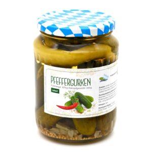 Pfeffergurken im Glas mit Bayerndeckel